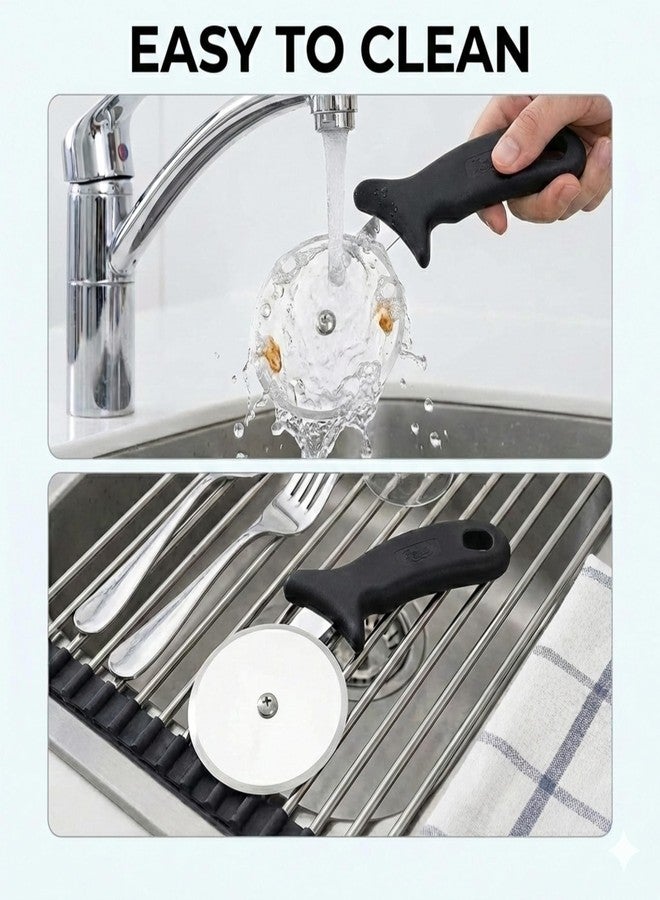 رويال قطاعة بيتزا كبيرة من الفولاذ المقاوم للصدأ من رويال | قطاعة بيتزا ممتازة - مثالية لتقطيع البيتزا/الساندويتشات/الخبز/البرجر/الباراثا | قطاعة دوارة - Image 5